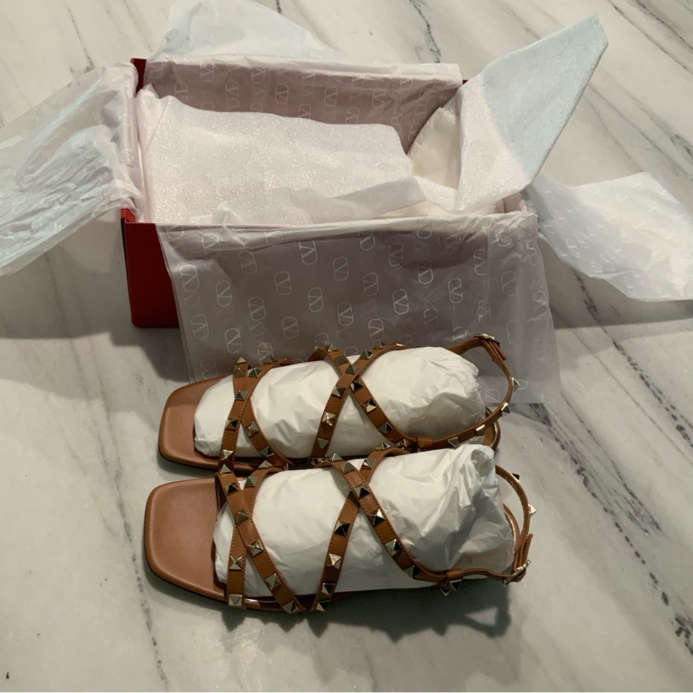 Valentino Garavani Brown Studded Sandals